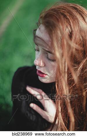 Pensive Caucasian woman View Large Photo Image Stock Photo - Pensive Caucasian woman. Fotosearch