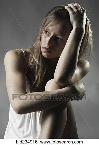Pensive Caucasian woman View Large Photo Image Stock Photograph - Pensive Caucasian woman. Fotosearch