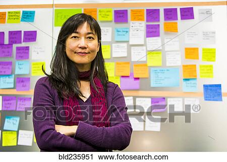 Portrait of Japanese woman near adhesive notes on wall View Large Photo Image Stock Image - Portrait of Japanese woman near adhesive notes on wall. Fotosearch