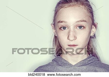 Portrait of serious Caucasian girl View Large Photo Image Stock Photo - Portrait of serious Caucasian girl. Fotosearch