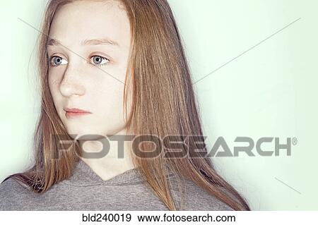 Portrait of serious Caucasian girl View Large Photo Image Stock Photo - Portrait of serious Caucasian girl. Fotosearch