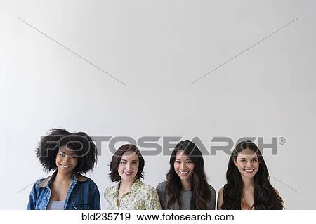 Portrait of smiling women View Large Photo Image Stock Photo - Portrait of smiling women. Fotosearch