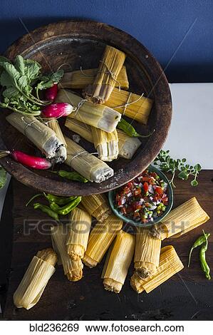 Stock Photo - Radishes and tamales. Fotosearch