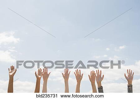 Raised hands of women outdoors View Large Photo Image Stock Image - Raised hands of women outdoors. Fotosearch