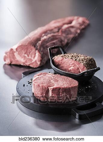 Raw beef tenderloin with pepper coating View Large Photo Image Stock Image - Raw beef tenderloin with pepper coating. Fotosearch