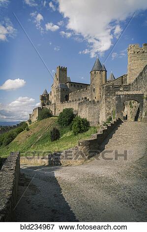 Stock Photo - "Road to castle in Carcassonne, Languedoc-Roussillon, France". Fotosearch