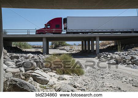 Semi-truck crossing bridge View Large Photo Image Stock Image - Semi-truck crossing bridge. Fotosearch