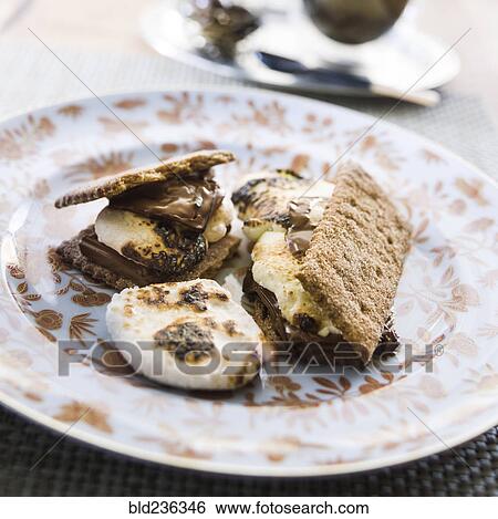 Smores on plate View Large Photo Image Stock Photograph - Smores on plate. Fotosearch