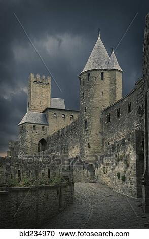 "Storm clouds over castle in Carcassonne, Languedoc-Roussillon, France" View Large Photo Image Stock Image - "Storm clouds over castle in Carcassonne, Languedoc-Roussillon, France". Fotosearch