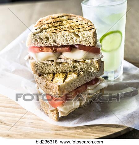 Toasted mozzarella sandwich and lemonade View Large Photo Image Stock Photo - Toasted mozzarella sandwich and lemonade. Fotosearch