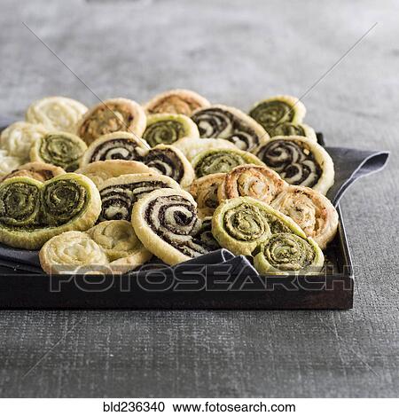 Tray of palmiers View Large Photo Image Stock Image - Tray of palmiers. Fotosearch