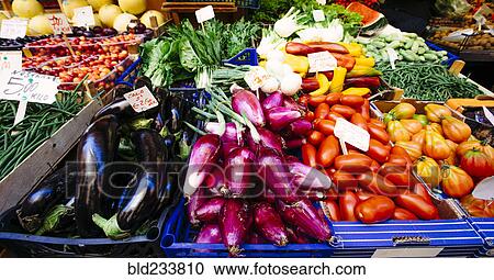 Stock Image - Variety of vegetables in market. Fotosearch