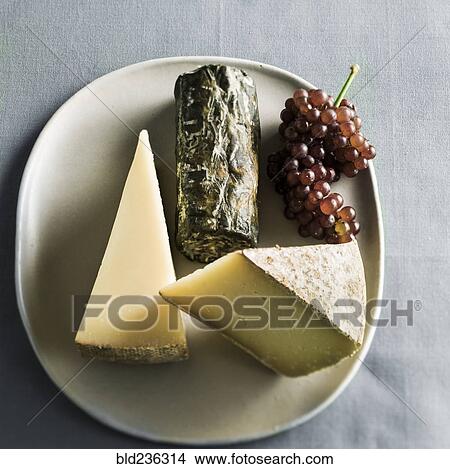 Wedges of cheese and grapes View Large Photo Image Picture - Wedges of cheese and grapes. Fotosearch