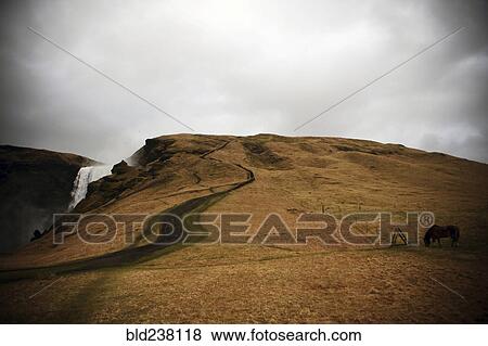Winding path near waterfall View Large Photo Image Stock Photo - Winding path near waterfall. Fotosearch