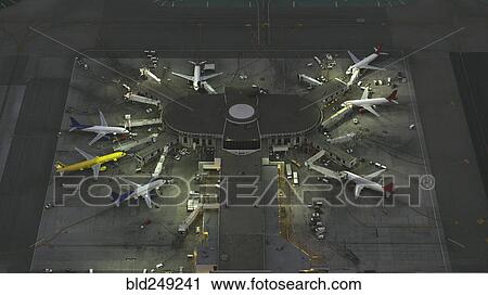 Stock Image - "Aerial view of airport, Los Angeles, California, United States". Fotosearch