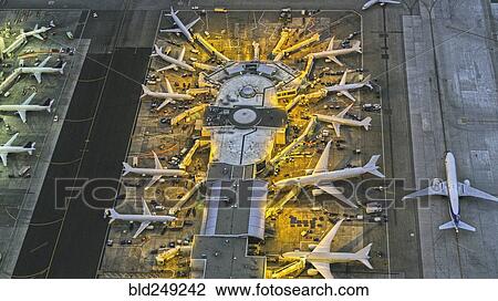 Stock Image - "Aerial view of airport, Los Angeles, California, United States". Fotosearch