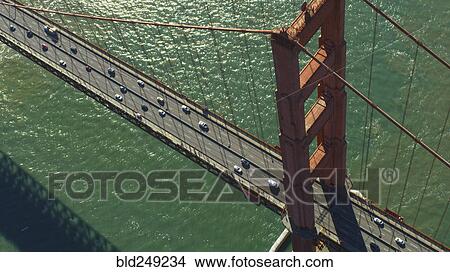 Picture - Aerial view of cars driving on bridge. Fotosearch