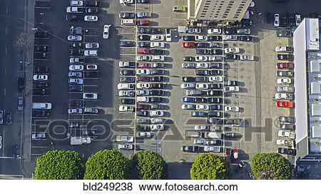 Stock Photo - Aerial view of cars in parking lot. Fotosearch