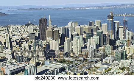Stock Image - "Aerial view of cityscape, San Francisco, California, United States". Fotosearch