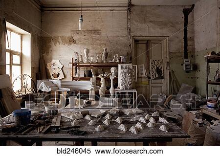 Stock Photography - Art studio of sculptor. Fotosearch