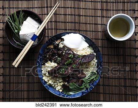 Authentic pork ramen with green tea View Large Photo Image Stock Image - Authentic pork ramen with green tea. Fotosearch