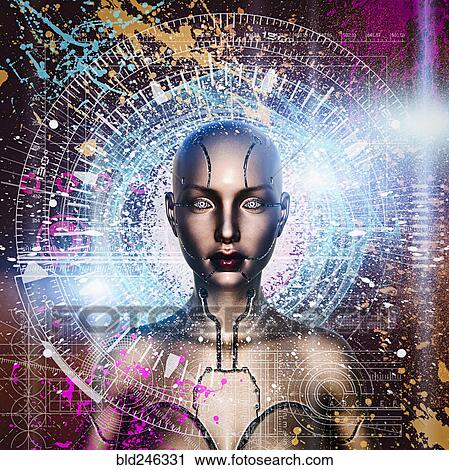 Blueprint and paint splatter surrounding woman robot View Large Photo Image Stock Image - Blueprint and paint splatter surrounding woman robot. Fotosearch