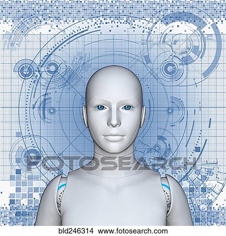 Blueprint behind robot View Large Photo Image Picture - Blueprint behind robot. Fotosearch