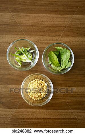 Stock Image - Bowls of ingredients. Fotosearch