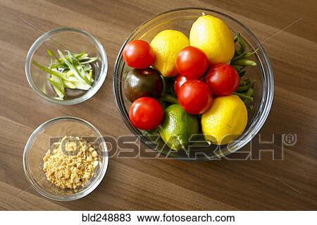 Stock Image - Bowls of ingredients. Fotosearch