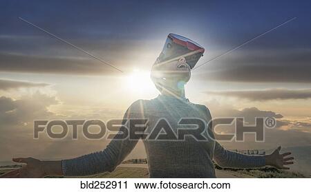 Caucasian woman wearing virtual reality goggles View Large Photo Image Stock Image - Caucasian woman wearing virtual reality goggles. Fotosearch