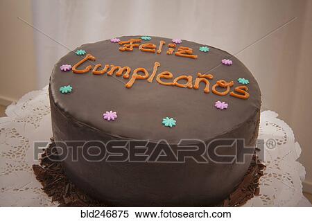 Chocolate birthday cake in Spanish View Large Photo Image Stock Photography - Chocolate birthday cake in Spanish. Fotosearch
