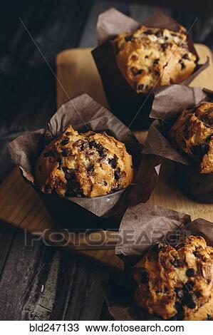 Stock Image - Chocolate chip muffins. Fotosearch