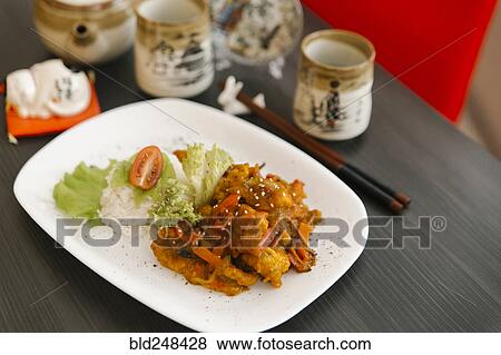 Stock Photo - Chopsticks near plate of food. Fotosearch