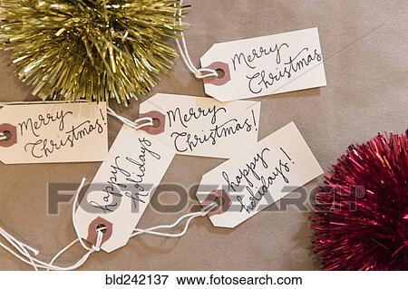 Stock Photo - Christmas ornaments and tags. Fotosearch