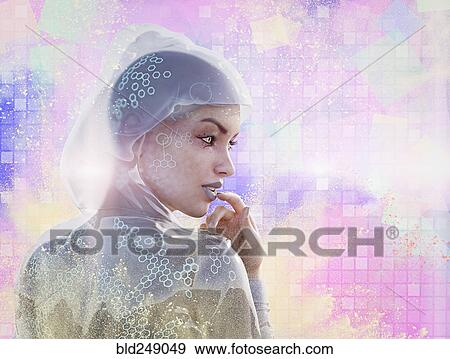 Stock Photo - Curious cyborg woman. Fotosearch