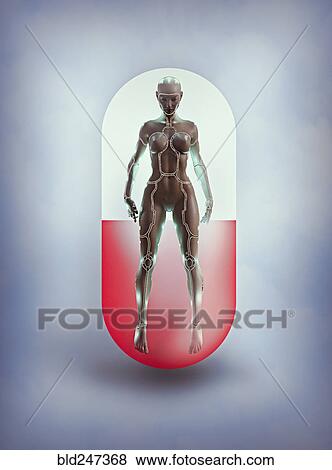 Stock Photo - Cyborg inside pharmaceutical pill. Fotosearch