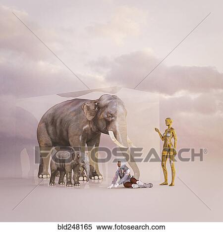 Cyborg teaching girl about elephants View Large Photo Image Stock Photography - Cyborg teaching girl about elephants. Fotosearch