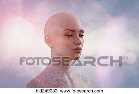 Cyborg woman with eyes closed View Large Photo Image Stock Image - Cyborg woman with eyes closed. Fotosearch
