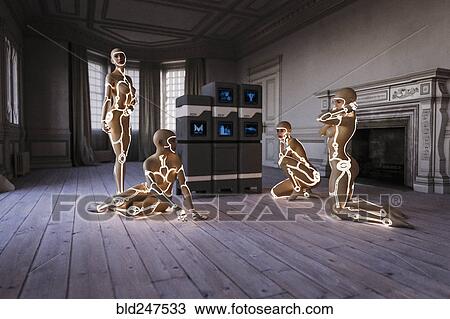 Cyborg women with computers near fireplace View Large Photo Image Stock Image - Cyborg women with computers near fireplace. Fotosearch