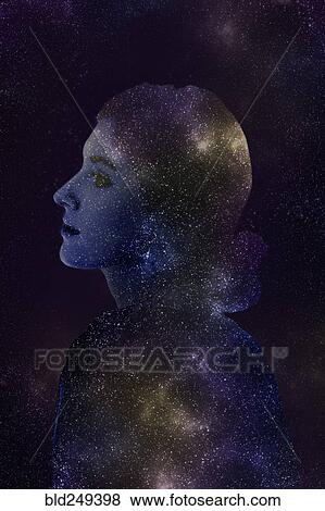 Double exposure of Caucasian woman and stars in outer space View Large Photo Image Stock Photo - Double exposure of Caucasian woman and stars in outer space. Fotosearch