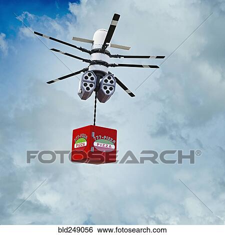 Drone delivering pizza in sky View Large Photo Image Stock Photograph - Drone delivering pizza in sky. Fotosearch