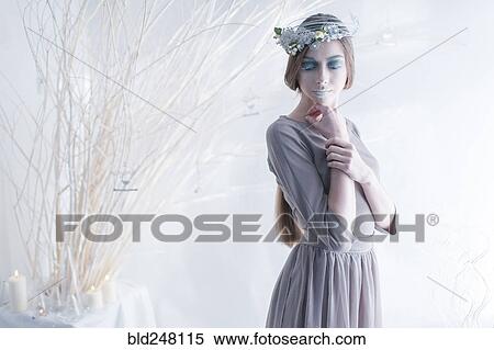 Ethereal woman wearing dress and makeup View Large Photo Image Stock Photography - Ethereal woman wearing dress and makeup. Fotosearch