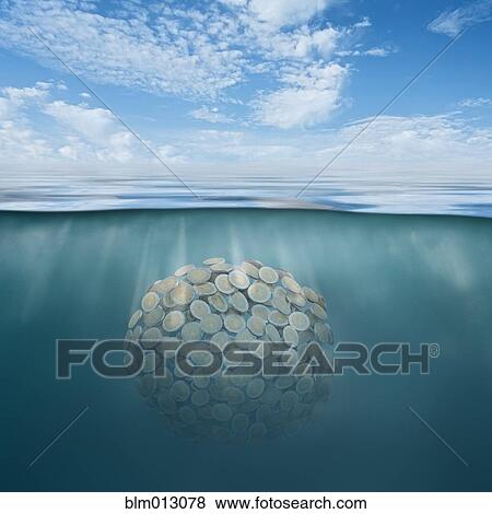 Euro coins in ball underneath water View Large Photo Image Stock Photo - Euro coins in ball underneath water. Fotosearch