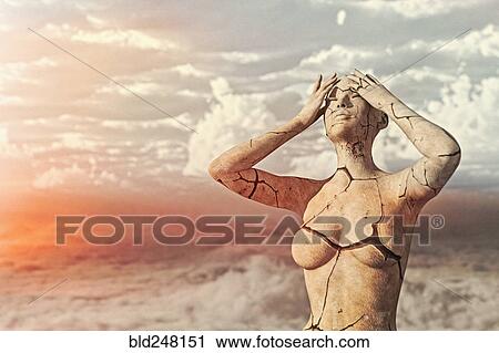 Frustrated cracking woman in drought View Large Photo Image Stock Image - Frustrated cracking woman in drought. Fotosearch