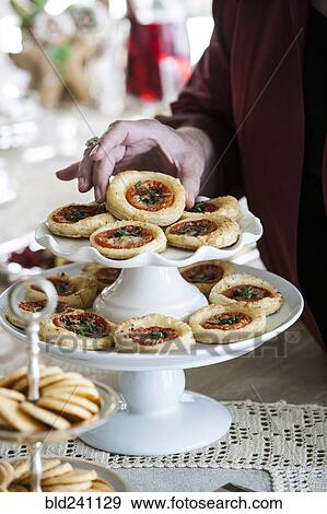 Hand holding holiday tart on tray View Large Photo Image Stock Photo - Hand holding holiday tart on tray. Fotosearch
