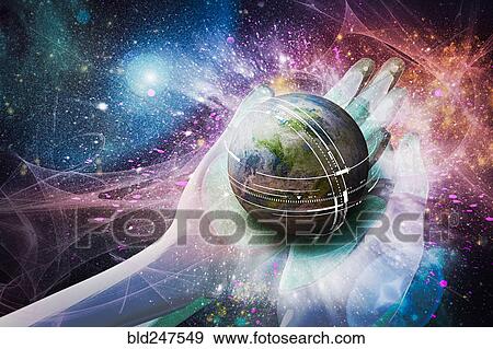 Stock Photo - Hands of deity cupping globe. Fotosearch