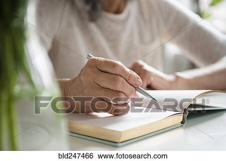 Hands of older woman writing in journal View Large Photo Image Stock Photograph - Hands of older woman writing in journal. Fotosearch