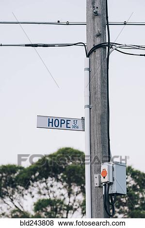 Stock Photo - Hope street sign on utility pole. Fotosearch