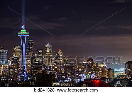 "Illuminated cityscape, Seattle, Washington, United States" View Large Photo Image Stock Photo - "Illuminated cityscape, Seattle, Washington, United States". Fotosearch