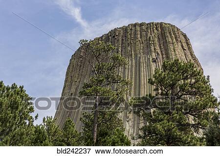Low angle view of Devils Tower National Monument, Wyoming, United States View Large Photo Image Stock Photo - Low angle view of Devils Tower National Monument, Wyoming, United States. Fotosearch
